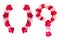 Flower font for symbol bracket, question mark collection alphabet A-Z set, made from real Carnation flowers pink, red color