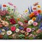 Flower garden with colorful blooms on a transparent backgroud