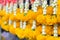 Flower garland contains the yellow Marigold and crown flower