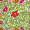 Flower grasses garden seamless pattern