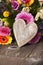 Flower Greetings with a Wooden Heart