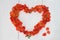 flower heart on wooden background. Valentin day or wedding concept.