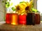Flower honey in jars