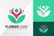 Flower Human Health Care Logo Design Vector illustration template