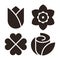Flower icon set - tulip, narcissus, clover and rose