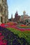Flower landscaping on Nikolskaya Street in historic center of Mo