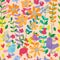 Flower leaf don`t know stylish bird seamless pattern