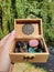 FLOWER OF LIFE BOX with Gems Polished Healing Spiritual Tree Water Nature