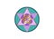 Flower of Life symbol Metatron Merkaba Sacred Geometry. Gold and purple Logo icon Geometric mystic mandala alchemy esoteric sign