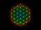 Flower of Life, Yantra Mandala, Sacred Geometry. Bright glowing rainbow colored symbol of harmony and balance. Vector isolated