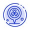 Flower, Location, Pin, Heart Blue Dotted Line Line Icon