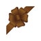 Flower loop hair bow , corner ribbon / brown