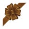 Flower loop hair bow , corner ribbon / brown & gold