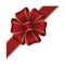 Flower loop hair bow , corner ribbon / red & gold