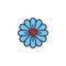 Flower with love heart filled outline icon