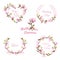 Flower Magnolia Banners and Tags. Floral Wreath