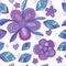Flower mandala line ray purple style seamless pattern