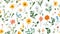 Flower mixture pattern on white background