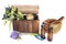 Flower, mortar and essential oils