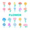 Flower Natural Aromatic Plant Icons Set Vector