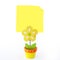 Flower note holder with empty yellow note