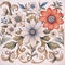 flower pattern with a distinctly retro and vintage aesthetic. The design harks back to classic and ornate floral patterns