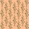 Flower pattern: golden small flowers of the cosmos on light peach background - beautiful pastel print.
