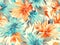 Flower pattern with orange and blue flowers on background. Flora summer wallpaper. For banner, postcard, book illustration.