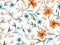 Flower pattern with orange flowers on background. Flora summer wallpaper. For banner, postcard, book illustration. Created with