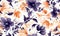 Flower pattern with purple flowers on background. Flora summer wallpaper. For banner, postcard, book illustration. Created with