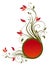 Flower pattern and red circle banner