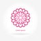 Flower pink logo. Stylized rose flower logotype. Simple circular