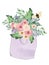 Flower and plant sweet love bouquet valentines Flowers watercolor illustration sunflower,gerbera,daisy, rose, aster, leaves and