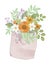 Flower and plant sweet love bouquet valentines Flowers watercolor illustration sunflower,gerbera,daisy, rose, aster, leaves and