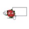 Flower Poinsettia Cute character Thumbs up with board
