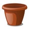 Flower pot brown color isolated on a white background. Cartoon vector close-up illustration.