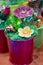 Flower pot with ceramic flowers