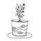 Flower pot. Coloring book vector illustration