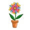 Flower in pot house plant childlike vector illustration