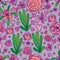 Flower purple green seamless pattern