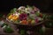 Flower Salad, Edible Flowers Dish, Pansy Salat, Abstract Generative AI Illustration