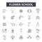 Flower school line icons, signs, vector set, outline illustration concept