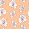 Flower seamless pattern with beautiful alstroemeria lily flowers on orange background template.