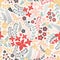 Flower seamless pattern with cute elements