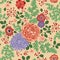 Flower seamless pattern. Peonies, roses and hydrangea. Vector