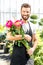 Flower seller in the shop