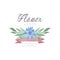 Flower shop colorful logo, label or badge in vintage style for floral boutique, wedding service, florist vector