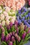 Flower shop delivery concept. Hyacinth bouquets ideal for spring celebrations like Mother day