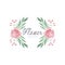 Flower shop green and pink colorful logo, label or badge in vintage style for floral boutique, wedding service, florist