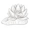 Flower sketch, lotus blossom and leaf isolated pencil drawing